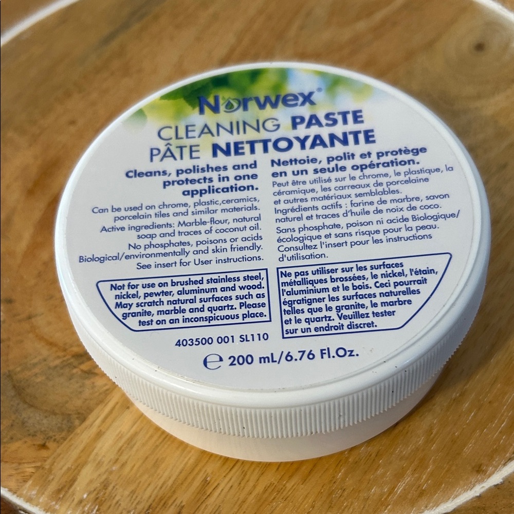 Norwex Cleaning Paste NEW cleans polishes and protects chrome plastic, 200 ml